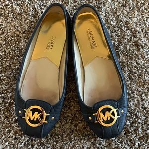 Navy Blue and Gold Michael Kors ballet flats